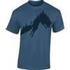 Baddery Maglietta Cacciatore da Uomo - „Foresta Volpe" (Blu Denim 3XL)