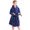 Piefry Morbido Accappatoio con Cappuccio per Bambini e Ragazzi Pigiameria in Pile per Bambini (Blu, 12-13 anni)