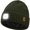 ATNKE LED Illuminato Berretto Cappello,USB Ricaricabile 4 LED Corsa Cappello Torcia Mani Libere Testa Lampada Invernale Calda Pile Foderato Lavorato Beanie Regali per Uomo e Donna/Dark Army Green