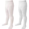 Marchare Collant per bambine spessi e solidi leggings in maglia a trecce invernali calde calze per bambine 1/2/3/4/5 confezioni, Bianco Avorio/Bianco - Confezione da 2, 0-3 Mesi