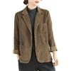 Yancremio Giacca Blazer Donna Classica Velluto a Coste con Bottone alla Moda retrò, Elegante e Leggera (Marrone, L)