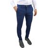 Evoga Pantaloni Uomo Slim Fit Invernali Alta Sartoria Chino's Eleganti Casual (IT, Numero, 58, Regular, Regular, Blu Avion)