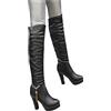Kobilee Stivali Cowboy Donna Sopra il Ginocchio Pelle Vintage Stivali Alti con Tacco Morbidi Larghi Anfibi Elasticizzati Caldo Curvy Western Boots Stivaletti Invernali Sexy Camoscio