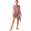 inhzoy Vestito da Pattinaggio Artistico Donna Balletto Leotard da Ginnastica Monospalla in Pizzo Tuta Danza Classica Moderna Lirica Jazz Abito da Ballo Latino Samba Rumba Tango Marrone M