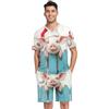 GAIREG Pigiama da uomo a maniche corte pigiama set loungewear con tasche S-XXL, Carino maiale con cappello di Babbo, Large