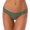SHEKINI Costume da bagno da donna brasiliano, stile classico, elegante, a vita bassa, bikini a vita bassa, verde oliva, XS