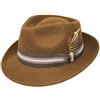 Borges & Scott Doyle Alpaca Premium - Cappelli Fedora a Forma di Goccia - Feltro di Lana di Alpaca - Piuma Rimovibile - Ripiegabile per Viaggio - Resistente all'Acqua - Unisex - 62cm Marrone