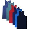 ASRL Confezione da 6 canottiere da uomo in 100% cotone ricco e colori assortiti, taglie S, M, L, XL, XXL., 6 colori assortiti, XXL