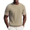 PJ PAUL JONES Maglietta da uomo a maniche corte con scollo rotondo, slim fit, per il tempo libero, estiva, cachi, M