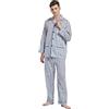 Amaxer Classico Pigiama da Uomo in Due Pezzi,in Cotone,da Notte,a Maniche Lunghe,con Tasche,con Coulisse,Stampa a Righe Blu，M