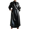 LEATHER FOREST Cappotto lungo nero in vera pelle - Trench extra lungo da donna