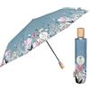 PERLETTI GREEN Ombrello Pieghevole Ecosostenibile Tessuto Riciclato Donna Automatico - Ombrello Pioggia Resistente Ecologico da Viaggio - Ombrello Mini Apertura Automatica (Azzurro con Fiori)