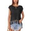 RWGSNB Canotta Donna Elegante, Canotta Estiva all'Uncinetto Donna Gilet Maglia Traforata con Orlo a Frange Maniche Corte alla Moda Casual Leggero Trasparente Copricostume Spiaggia Abiti Vacanza