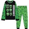 MINECRAFT Lungo Pigiama Ragazzo, Cotone Abbigliamento da Casa - Regalo Bambino (Verde/Nero, 7-8 Anni)