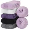 EBMORE Donne Calzini in lana Inverno Caldo Escursionismo Spesso Termico Accogliente Crew Calzini Comodi 5 Coppie per le Donne(Viola Scuro/Viola Chiaro/Bianco/Nero/Grigio)