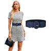 GRACE KARIN Cinture Vita Elastiche Larghe da Donna Vintage Cintura Elastica in Pelle Scamosciata per Abito, Blu navy, Large