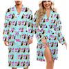 LucBuy Accappatoi con Foto del Viso Personalizzati, Camicie da Notte Personalizzate Pigiama Divertente, Accappatoio Leggero a Maniche Lunghe, Abbigliamento da Casa Personalizzato per Donne Uomini