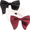 WANYING 3 × Papillon Oversize da Uomo Grande Cravatta a Farfalla con Chiusura a Gancio Già Legato e Regolabile - Nero Bianco Bordeaux