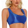 Happy Cherry Reggiseno da donna lucido oleoso crop top solido look bagnato vestito reggiseno sexy lucido Racerback reggiseno