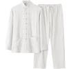 Maskjuwio Camicie cinesi Uomini 2 Pezzi Tuta Tanga Manica Lunga Camicia E Pantaloni Set Collo Alto Camicia di Lino Pantaloni Jogging Cotone Vestito Tradizionale Arti Marziali Abbigliamento Meditazione
