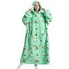 Gegeryozer Coperta con Maniche Donna Indossabile - Felpa Termica Morbida, Tasche Integrate + Cappuccio per Divano e Casa
