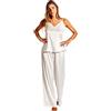 Laura in - Set di Abbigliamento Donna 2 Pezzi Pigiami di Seta Raso Tinta Unita Top con Bretelle e Pantaloni Lunghi