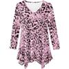 Allcute Top a tunica leopardato alla moda da donna con scollo a V a maniche lunghe vestibilità ampia camicie fluide, Leopardo Rosa Lucido, 3XL