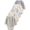 NEXT Unisex Bambino Confezione da 5 body bebè a maniche lunghe Monocromatico 3 Mesi