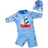 Tyidalin Costume da Bagno Intero Ragazzi Bambini Protezione Solare UPF 50+ con Cappello da Sole Cartone, Blu Chiaro, 86-92 (Étiqueter 3)