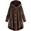 ZIXING Fashion Donna Cappotti in Pelliccia Ecologica Giacca con Cappuccio Felpa in Pile Irregolare Tinta Unita Cappotto Outwear caffè 3XL