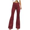 Generic Pantaloncini da donna in corduroy svasati a vita alta vintage con fondo a campana pantaloni in corduroy elasticizzati jeans a vita alta a campana svasata in stile retrò pantaloni da lavoro a gamba