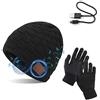 TAGVO Bluetooth V5.0 Beanie con Guanti Touchscreen Set, Inverno Caldo Lavorato a Maglia Senza Fili Bluetooth Cuffia Musica Cappello per Corsa Sci Escursionismo, Regalo di Natale