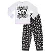 thepyjamafactory Pigiama lungo da bambina con panda e scritta Barely Awake in bianco e nero, a maniche lunghe, bianco, 13-14 Years