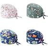 LIAOPUFUS 4 Pezzi Cappello Scrub Turbante Elastico Annodato Berretto Stampati Colorati Cappello in Cotone Unisex con Fascia Sudore e Bottone