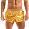 Amy Coulee Boxer sexy da uomo Shiny Metallic Shorts lucidi corti glitter pantaloni discoteca, gold, L