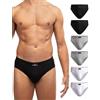 DANISH ENDURANCE Slip Uomo Cotone, 3 o 6 Paia, 6 X Multicolore (2X Grigio, 2X Nero, 2X Bianco), L