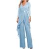 Botong Madre della Sposa Pantaloni Suit Set 2 PC Chiffon & Pizzo Abito Ospite di Nozze ith Strass 3/4 Maniche