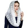 BEAUTELICATE Velo di Pizzo Chiesa Sposa Mantilla Velo Cattolica Sciarpe Scialle di Pizzo Copricapo Foulard Messa In Latino Nero Bianco V108, Bianco