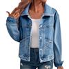 Cocila Giacca da donna in jeans elasticizzato Denim Jacket Donna a maniche lunghe con tasca Giacca di jeans da donna oversized Button Up a maniche lunghe tasche Jean Jacket
