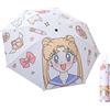 Sykerout Ombrello pieghevole compatto resistente alle intemperie, ombrello da viaggio, mini ombrello pieghevole a 3 costole, ombrello arcobaleno per uomo e donna resistente alle intemperie (luna di ghiaccio)