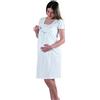 Premamy - Camicia da Notte per Premaman, Modello Estivo in Cotone Jersey, Aperto Davanti per Allattamento, Pre-Post Parto