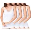 BestSale247, canotta da donna, 4 o 8 pezzi, bianca, extra lunga, con bel pizzo, in 100% cotone pettinato, senza cuciture laterali, taglie dalla 42-44 alla 62-64, 4 pezzi | Spaghetti bianchi, 62/64 IT