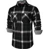 PARKLEES Camicie da uomo classiche ed eleganti, vestibilità regolare, casual, a maniche lunghe, con bottoni, in pile scozzese, con tasca, Nero , M