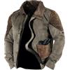 XUSAI Giacche da Cowboy Western Vintage da Uomo Giacche Patchwork in Pile Larghe Casual Cappotti