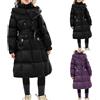 Generic Piumino invernale da ragazza, lunghezza al ginocchio, parka, con fiocco, cintura, colletto rialzato, caldo, pesante, elegante, con cerniera, antivento, capispalla lungo per bambini