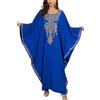 YouKD - Abito caftano ricamato bohémien, copricostume da spiaggia, bikini, vestaglia, abbigliamento da casa plus size per donne, C blu, Taglia unica