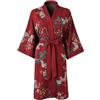 Ledamon Kimono corto da donna - Accappatoio da notte con tasca floreale, Rosso vinaccia, Etichettalia unica