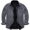 ZENTHACE - Camicia giacca da uomo in flanella foderata in caldo pile Sherpa, a quadri (interamente foderata in pile Sherpa), L