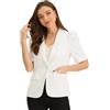 Allegra K Donna Blazer Lavoro Maniche Corte a Palloncino Rever a Tacca