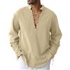 CTU Camicia da uomo in cotone con coulisse sul braccio, stile vintage, medievale, vichingo, pirata, rinascimentale, Beige, XXL